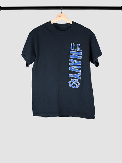 US Navy logo on a looney Tunes collab t-shirt