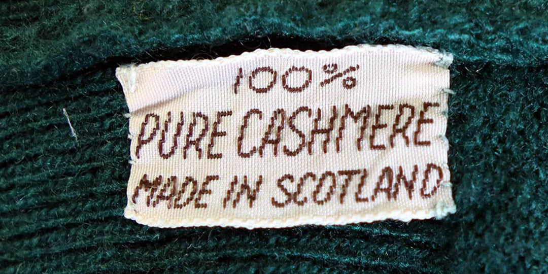 Pure cashmere fabric clothing tag example